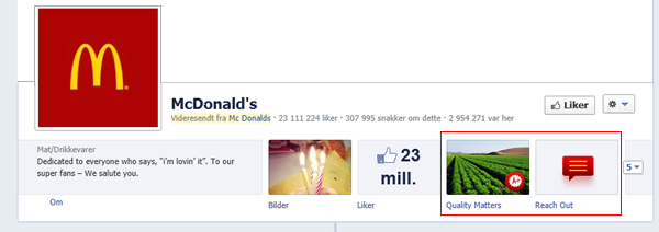 Facebook faner Mc Donalds